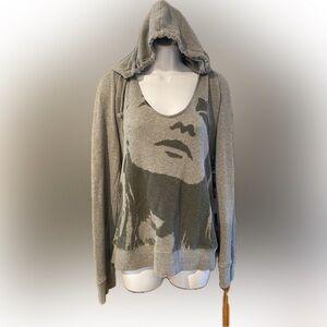 Vintage Y2K DC Skate Hoodie Gray Adult XL Open Neck Grunge Distressed